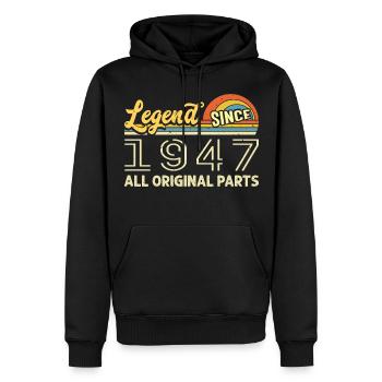 Légendaire depuis 1947 Anniversaire 1947 Né en 1947 - Sweat à capuche Premium bio Homme - noir - Devant - Nico (187cm)