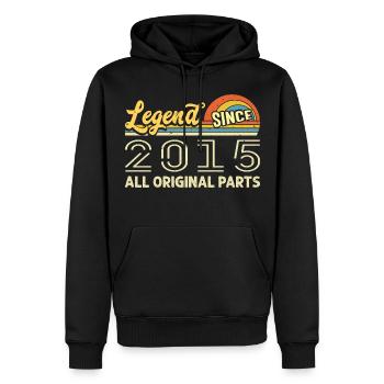 Légendaire depuis 2015 Anniversaire 2015 Millésime 2015 - Sweat à capuche Premium bio Homme - noir - Devant - Nico (187cm)