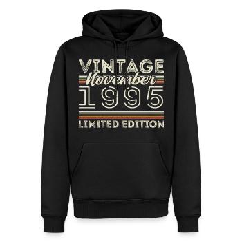 Novembre 1995 Anniversaire né en novembre 1995 - Sweat à capuche Premium bio Homme - noir - Devant - Nico (187cm)