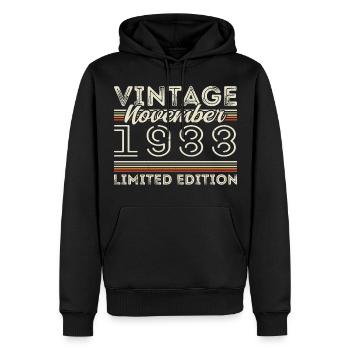 Novembre 1988 Anniversaire né en novembre 1988 - Sweat à capuche Premium bio Homme - noir - Devant - Nico (187cm)