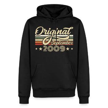2009 September Geboren Geburtstag Geburtsjahr 2009 - Männer Premium Bio Hoodie - Schwarz - Vorne - Nico (187cm)