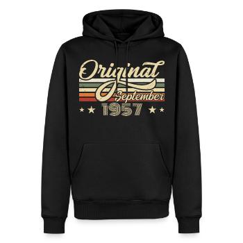 1957 Septembre Naissance Anniversaire Année de naissance 1957 - Sweat à capuche Premium bio Homme - noir - Devant - Nico (187cm)