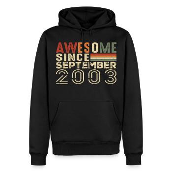 Septembre 2003, cadeau d’anniversaire Septembre 2003 - Sweat à capuche Premium bio Homme - noir - Devant - Nico (187cm)