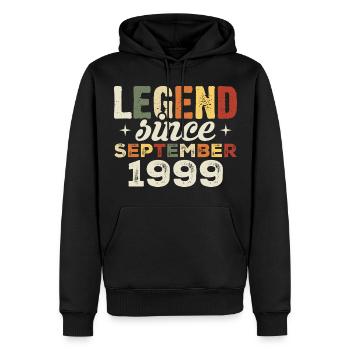 Légendaire depuis septembre 1999 anniversaire septembre - Sweat à capuche Premium bio Homme - noir - Devant - Nico (187cm)