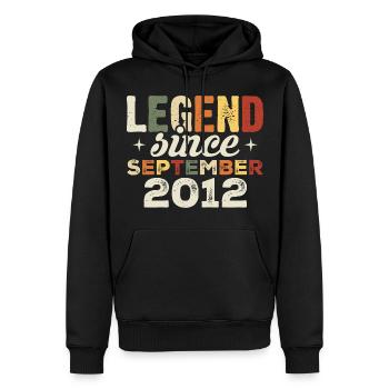 Legendary since September 2012 Birthday September - Men’s Premium Organic Hoodie - black - Front - Nico (187cm)