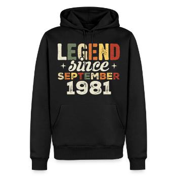 Légendaire depuis septembre 1981 anniversaire septembre - Sweat à capuche Premium bio Homme - noir - Devant - Nico (187cm)