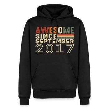 Septembre 2017, cadeau d'anniversaire septembre 2017 - Sweat à capuche Premium bio Homme - noir - Devant - Nico (187cm)