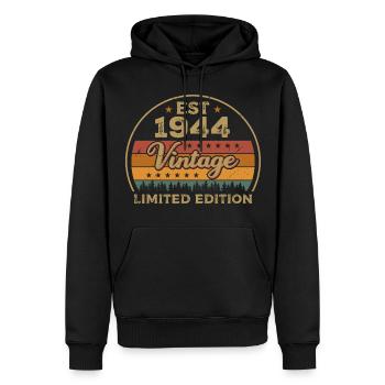 Légendaire Depuis 1944 Anniversaire 1944 Millésime 1944 - Sweat à capuche Premium bio Homme - noir - Devant - Nico (187cm)