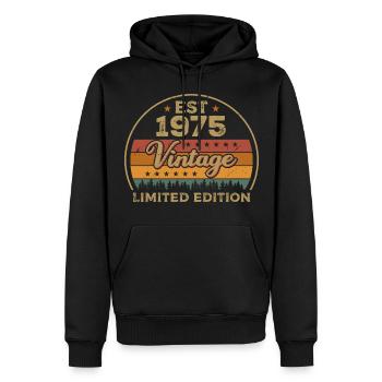 Légendaire Depuis 1975 Anniversaire 1975 Millésime 1975 - Sweat à capuche Premium bio Homme - noir - Devant - Nico (187cm)