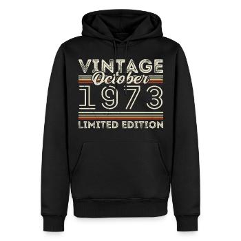 Oktober 1973 Geburtstag October 1973 Birthday Gift - Männer Premium Bio Hoodie - Schwarz - Vorne - Nico (187cm)