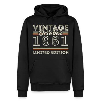 Oktober 1961 Geburtstag October 1961 Birthday Gift - Männer Premium Bio Hoodie - Schwarz - Vorne - Nico (187cm)