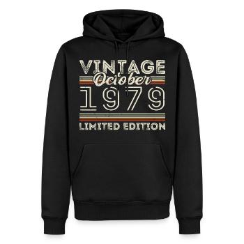 Octobre 1979 Geburtstag Octobre 1979 Cadeau d’anniversaire - Sweat à capuche Premium bio Homme - noir - Devant - Nico (187cm)