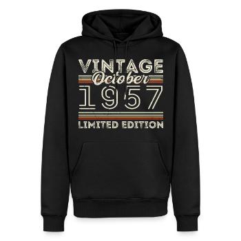 Oktober 1957 Geburtstag October 1957 Birthday Gift - Männer Premium Bio Hoodie - Schwarz - Vorne - Nico (187cm)