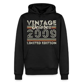Oktober 2009 Geburtstag October 2009 Birthday Gift - Men’s Premium Organic Hoodie - black - Front - Nico (187cm)