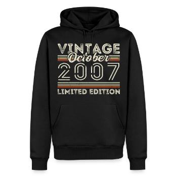 Oktober 2007 Geburtstag October 2007 Birthday Gift - Men’s Premium Organic Hoodie - black - Front - Nico (187cm)