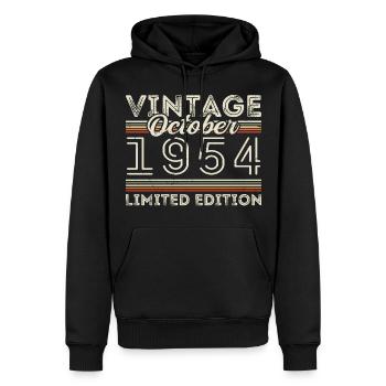Octobre 1954 Geburtstag Octobre 1954 Cadeau d’anniversaire - Sweat à capuche Premium bio Homme - noir - Devant - Nico (187cm)