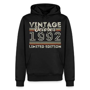 Oktober 1992 Geburtstag October 1992 Birthday Gift - Men’s Premium Organic Hoodie - black - Front - Nico (187cm)