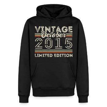 Oktober 2015 Geburtstag October 2015 Birthday Gift - Männer Premium Bio Hoodie - Schwarz - Vorne - Nico (187cm)