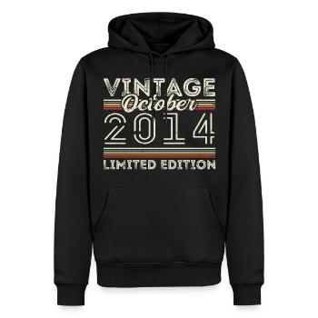 Octobre 2014 Geburtstag Octobre 2014 Cadeau d’anniversaire - Sweat à capuche Premium bio Homme - noir - Devant - Nico (187cm)