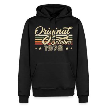 Octobre 1978 Anniversaire en Octobre - Octobre 1978 - Sweat à capuche Premium bio Homme - noir - Devant - Nico (187cm)
