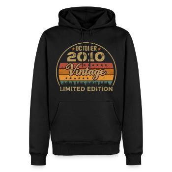 Vintage October 2010 Birthday Gift - 2010 - Men’s Premium Organic Hoodie - black - Front - Nico (187cm)