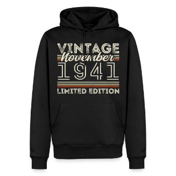 Né en novembre 1941 Anniversaire en novembre 1941 - Sweat à capuche Premium bio Homme - noir - Devant - Nico (187cm)