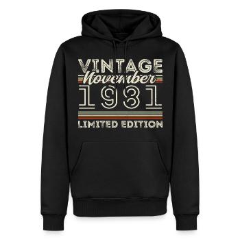 Né en novembre 1981 Anniversaire : novembre 1981 - Sweat à capuche Premium bio Homme - noir - Devant - Nico (187cm)