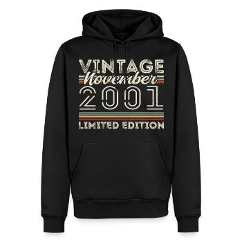 Vintage November 2001 Birthday November 2001 - Men’s Premium Organic Hoodie - black - Front - Nico (187cm)