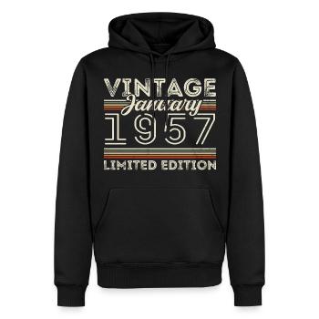 Januar 1957 Jahrgang 1957 - Geburtstag Januar 1957 - Männer Premium Bio Hoodie - Schwarz - Vorne - Nico (187cm)