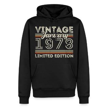 Janvier 1978 Né en 1978 - Date de naissance Janvier 1978 - Sweat à capuche Premium bio Homme - noir - Devant - Nico (187cm)
