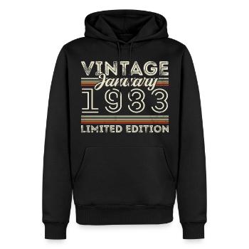 Januar 1983 Jahrgang 1983 - Geburtstag Januar 1983 - Männer Premium Bio Hoodie - Schwarz - Vorne - Nico (187cm)