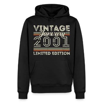 Januar 2001 Jahrgang 2001 - Geburtstag Januar 2001 - Männer Premium Bio Hoodie - Schwarz - Vorne - Nico (187cm)