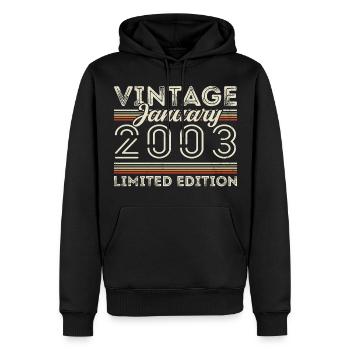Januar 2003 Jahrgang 2003 - Geburtstag Januar 2003 - Männer Premium Bio Hoodie - Schwarz - Vorne - Nico (187cm)