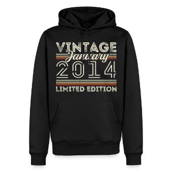 Januar 2014 Jahrgang 2014 - Geburtstag Januar 2014 - Männer Premium Bio Hoodie - Schwarz - Vorne - Nico (187cm)