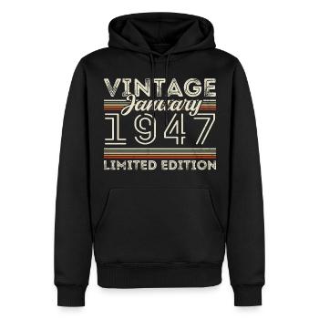 January 1947 Born in 1947 - Birthday January 1947 - Men’s Premium Organic Hoodie - black - Front - Nico (187cm)