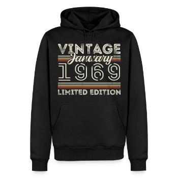 Januar 1969 Jahrgang 1969 - Geburtstag Januar 1969 - Männer Premium Bio Hoodie - Schwarz - Vorne - Nico (187cm)