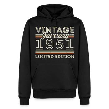 Januar 1951 Jahrgang 1951 - Geburtstag Januar 1951 - Männer Premium Bio Hoodie - Schwarz - Vorne - Nico (187cm)