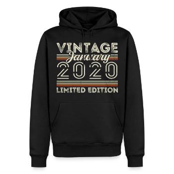 Januar 2020 Jahrgang 2020 - Geburtstag Januar 2020 - Männer Premium Bio Hoodie - Schwarz - Vorne - Nico (187cm)