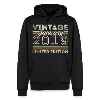 Januar 2019 Jahrgang 2019 - Geburtstag Januar 2019 - Männer Premium Bio Hoodie - Schwarz - Vorne - Nico (187cm)