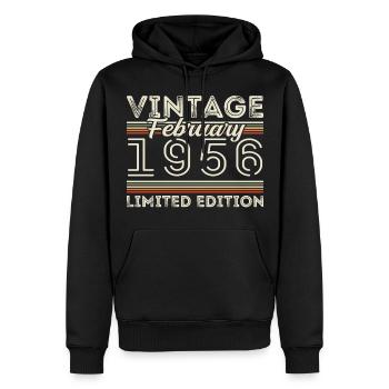 Février 1956 Cadeau d’anniversaire - Février 1956 - Sweat à capuche Premium bio Homme - noir - Devant - Nico (187cm)