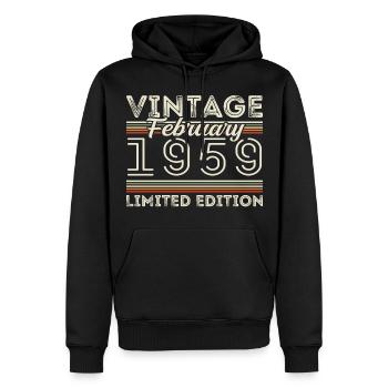 Cadeau d’anniversaire de février 1959 - Février 1959 - Sweat à capuche Premium bio Homme - noir - Devant - Nico (187cm)