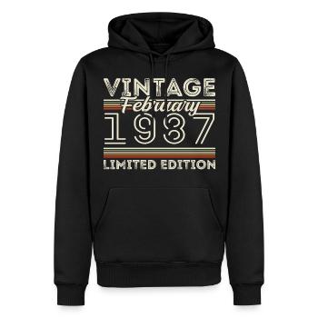 February 1987 Anniversary Gift - February 1987 - Men’s Premium Organic Hoodie - black - Front - Nico (187cm)