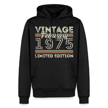 February 1975 Anniversary Gift - February 1975 - Men’s Premium Organic Hoodie - black - Front - Nico (187cm)