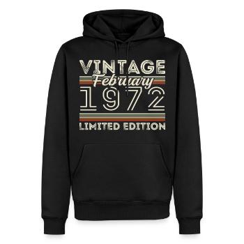 Cadeau d’anniversaire de février 1972 - Février 1972 - Sweat à capuche Premium bio Homme - noir - Devant - Nico (187cm)