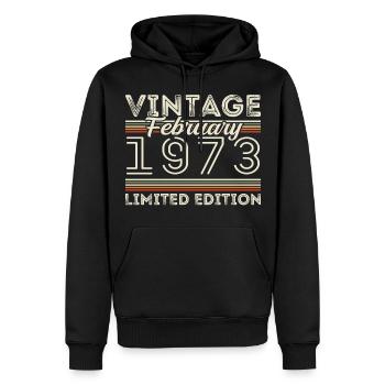 Février 1973 Cadeau d’anniversaire - Février 1973 - Sweat à capuche Premium bio Homme - noir - Devant - Nico (187cm)