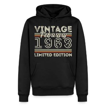 Février 1968 Cadeau d’anniversaire - Février 1968 - Sweat à capuche Premium bio Homme - noir - Devant - Nico (187cm)