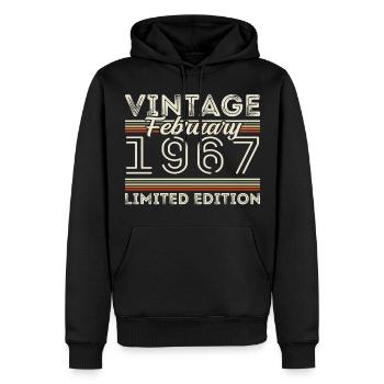 Cadeau d’anniversaire de février 1967 - Février 1967 - Sweat à capuche Premium bio Homme - noir - Devant - Nico (187cm)