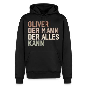 Oliver Der Mann Der Alles Kann Vorname Oliver - Männer Premium Bio Hoodie - Schwarz - Vorne - Nico (187cm)