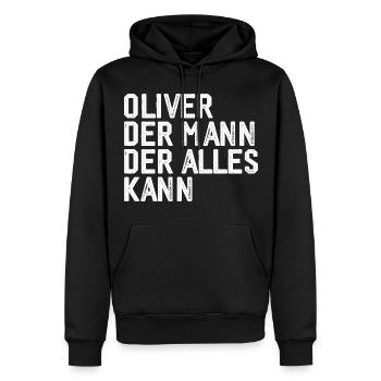Oliver Der Mann Der Alles Kann Vorname Oliver - Männer Premium Bio Hoodie - Schwarz - Vorne - Nico (187cm)