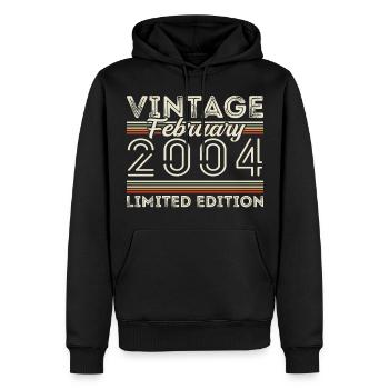 Février 2004 Cadeau d’anniversaire - Février 2004 - Sweat à capuche Premium bio Homme - noir - Devant - Nico (187cm)